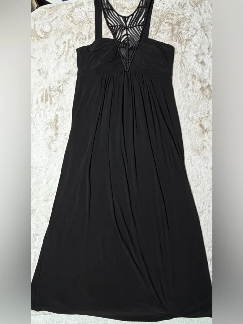 Boston Proper Black Sleeveless Maxi Dress with Lace Front Yoke XL - Picture 3 of 12